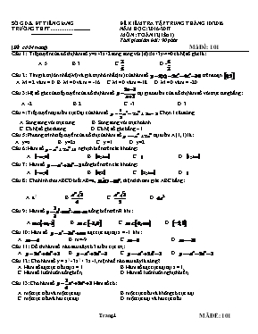 Đề kiểm tra tập trung môn Toán 12 (lân 1)